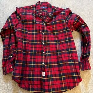 Polo by Ralph Lauren Red and Black Casual Bottom Down Shirt